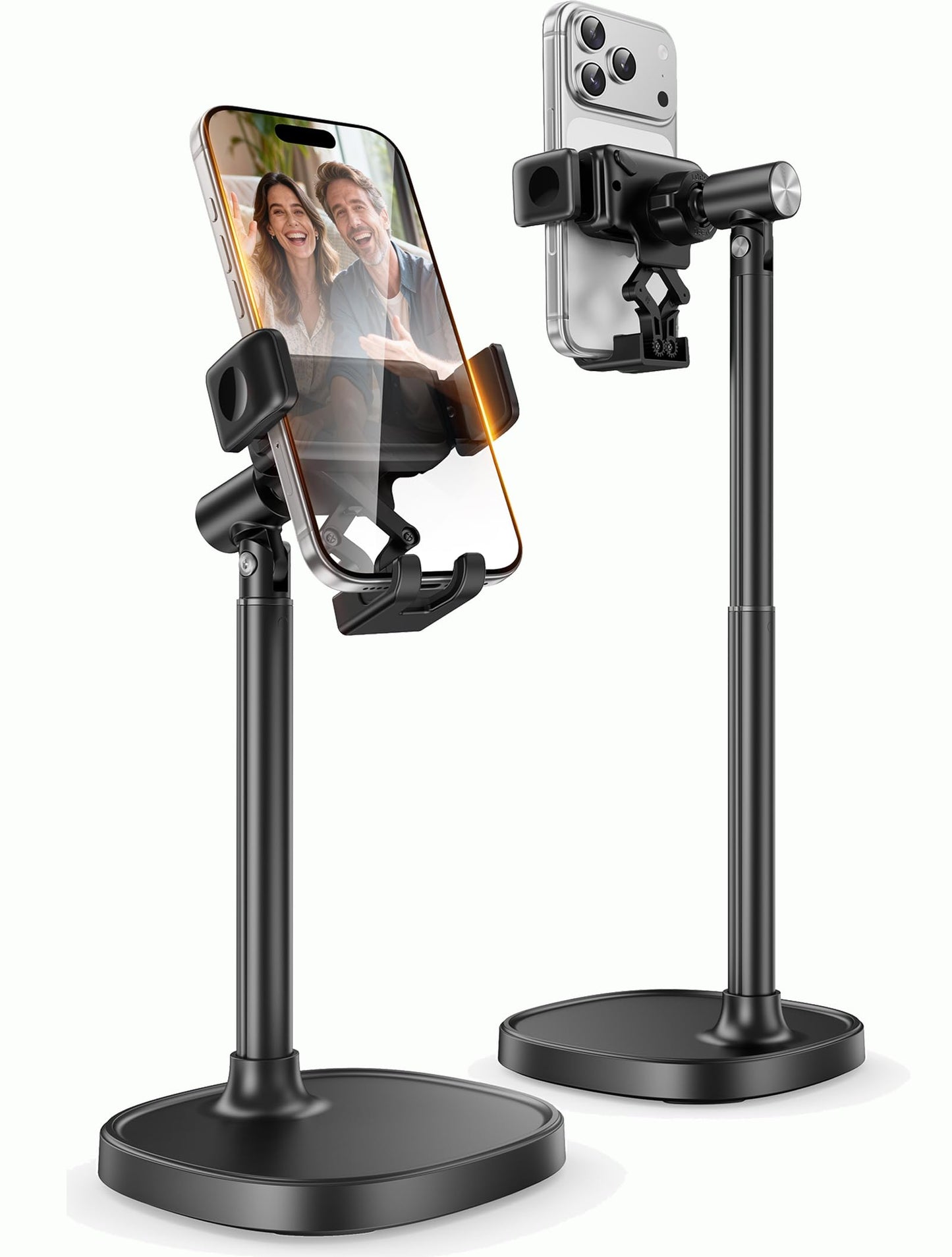 GolbinBox Phone Stand for Desk - Quick Release, Adjustable Height & Angle, 180° Flip & 360° Rotation, Universal Desktop Holder for iPhone, Samsung, Android