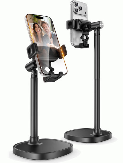 GolbinBox Phone Stand for Desk - Quick Release, Adjustable Height & Angle, 180° Flip & 360° Rotation, Universal Desktop Holder for iPhone, Samsung, Android