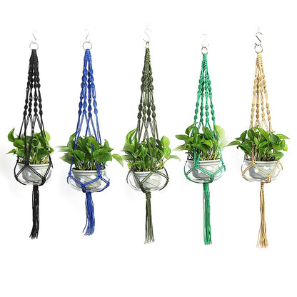 Vpang 2 Pack Macrame Plant Hanger, Outdoor Indoor Hanging Planter Basket Flower Pot Holder Nylon Rope Home Decor 41 Inch (Blackish Green)
