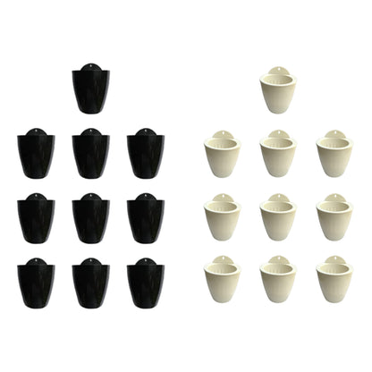 LaLaGreen Bundle - 4" x 10 Pack + 4" x 10 Pack Black and White Self Watering Plastic Pots Wall Mount Plant Holder, Modern Hydroponic Wall Hanging Pot Vertical System Living Plant Wall Garden