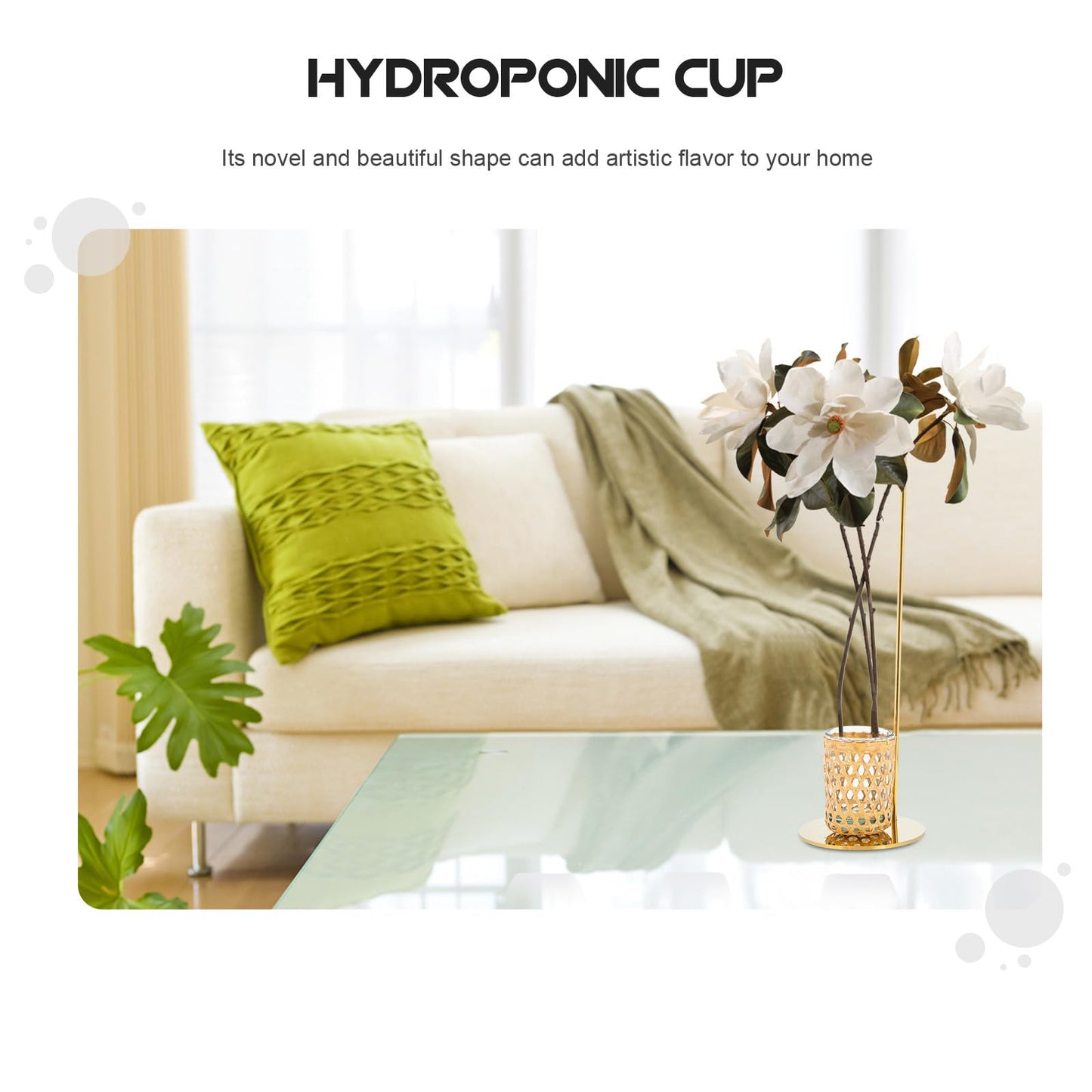 FUTUREORYY Hydroponic Vase Glass Cup with Holder Set, Small Desk Planter Terrarium for Flower Arrangement and Dried Plants, Nordic Style Home Décor, 1pcs