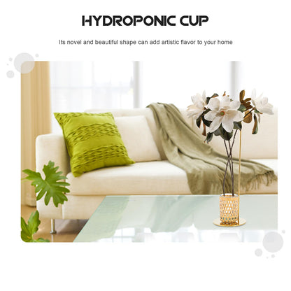 FUTUREORYY Hydroponic Vase Glass Cup with Holder Set, Small Desk Planter Terrarium for Flower Arrangement and Dried Plants, Nordic Style Home Décor, 1pcs