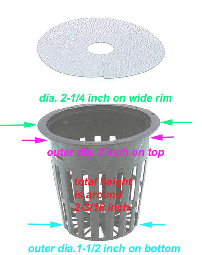 HORTIPOTS 2 Inch Net Pot 2 in Wide Rim Design with Reflective Net Pot Lids (Set of 75)
