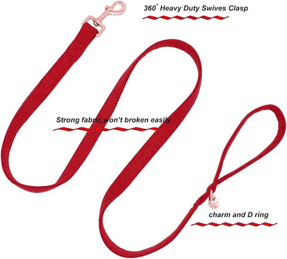 DOGWONG Cotton Hemp Dog Collar, Heavy-Duty Red Dog Collar Durable Soft Natural Fabric Pet Dog Collar Cute Wedding Puppy Necklace for Small Medium Large Dog