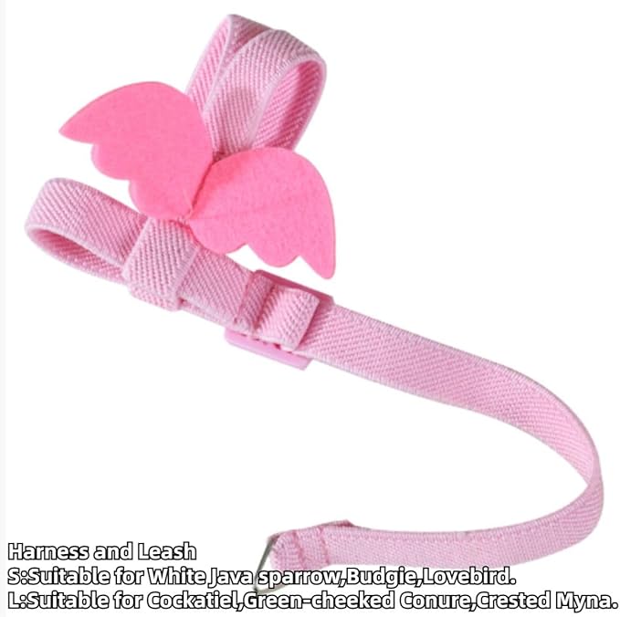 Pet Parrot Bird Harness and Leash, Adjustable Training Design Anti-Bite, Bird Nylon Rope with Cute Wing and Colorful Leash for Parrots Lovebird Cockatiel Conure Budgie (Purple with 236.2inch Leash,S)