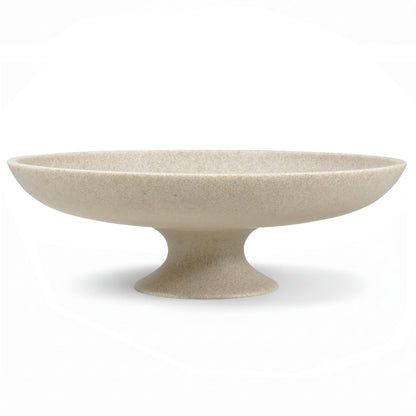 HFWDGTAO Beige Decorative Fruit Bowl, 11.45" Large Modern Pedestal Bowl for Kitchen Counter, Coffee Table, Entryway Table, Centerpiece Catch All Key Bowl