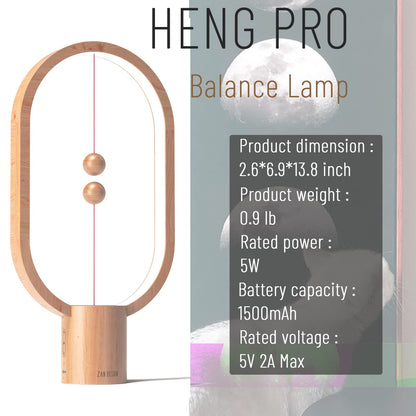 Leisure Stay Heng Balance Table Lamp, LED Magnetic Lamp，Creative Design,Bedside Light with Touch Dimmer, Eye-Care Table Light for Bedroom(Wood)
