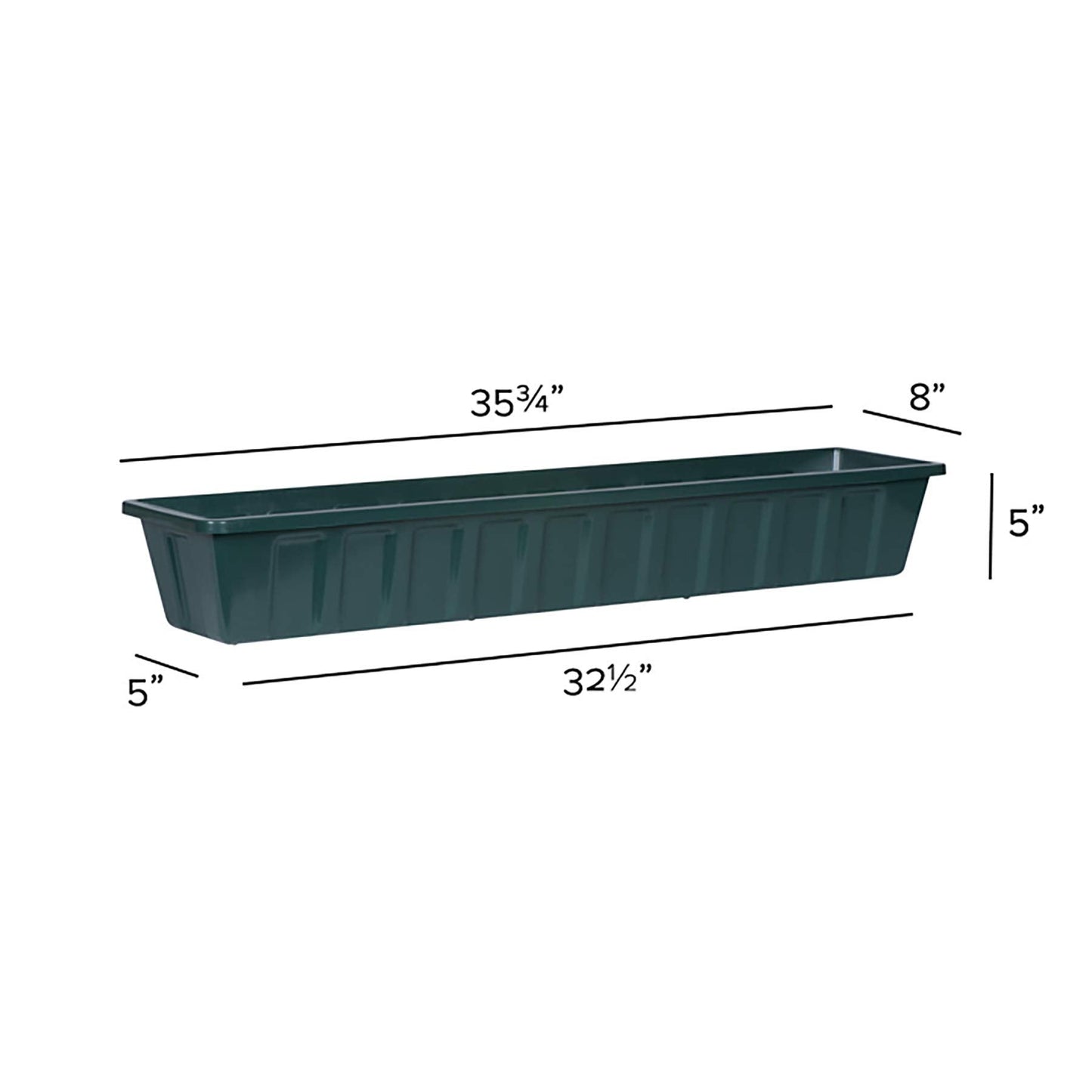 Root & Vessel Poly-Pro Plastic Flower Box Planter, Hunter Green, 36-Inch
