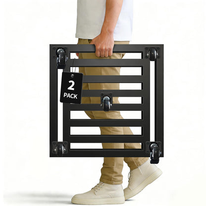 LUBORN Plant Caddy with Wheels 2 Pack, 20'' Heavy Duty Large Metal Rolling Plant Stand with Lockable Caster, Square Plant Dolly Rust-Proof for Large Planters, Holds up 650 Lbs