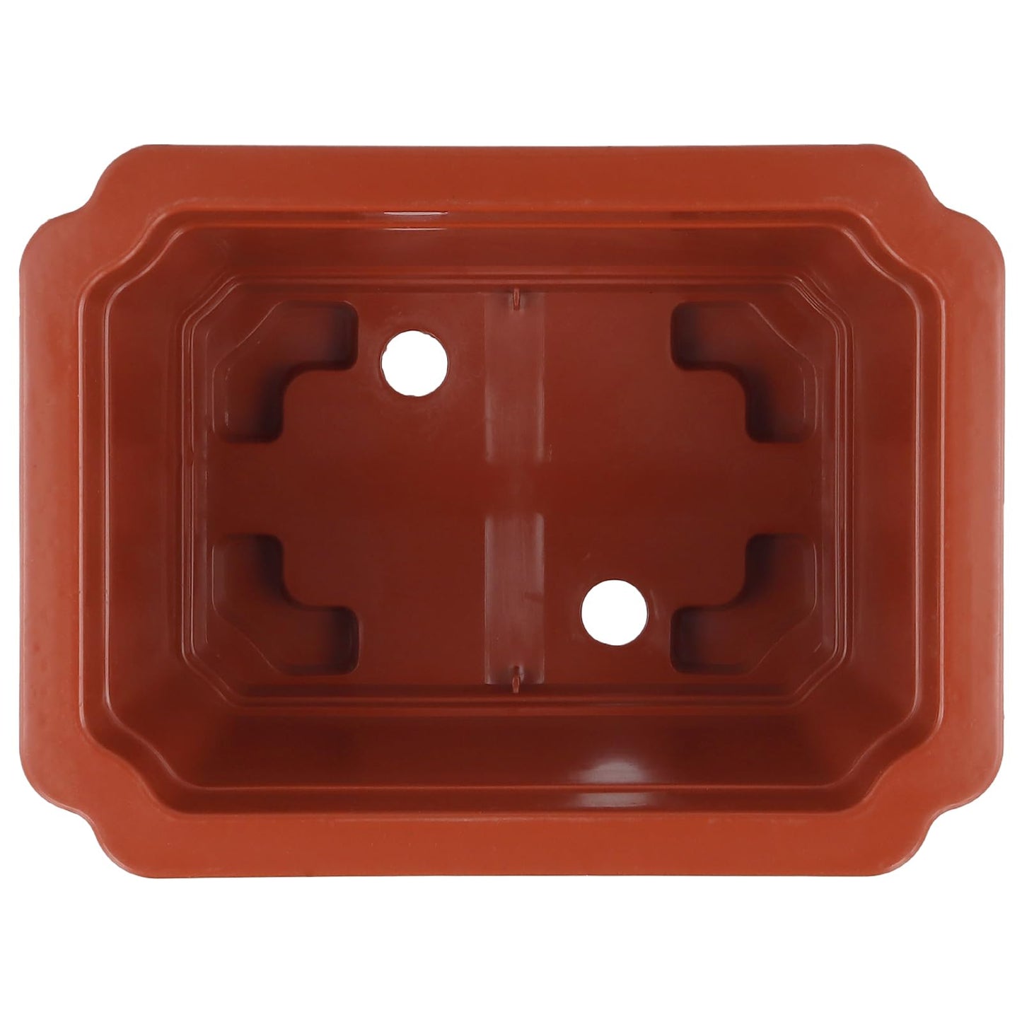 SINJEUN 20 Pack Plastic Bonsai Pots, Brick Red Rectangular Bonsai Tree Pots for Gardening Cultivation and Decoration