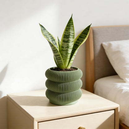 Fabix 4.7" 3D Printed Plant Pots - Unique Bubble Ring Modern Planters for Indoor Plants, Durableo-Friendly PLA Flower Pots with Drainage for Succulents, Cactus, Home Office Décor.(Military Green)