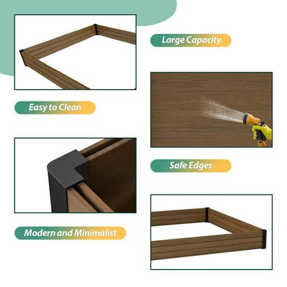treslam Elevated Wooden Raised Garden Planter Outdoor Flower & Vegetable Box for Patio, Backyard, or Garden - Durable, Weather-Resistant Design - 47.2" x 47.2" x 6.3" (Brown)