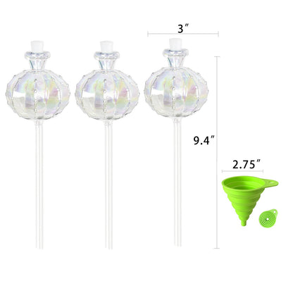 OYSIR 3 PCS Top-Fill Self Watering Globes, Automatic Plant Watering Devices, Transparent Self Watering Planter Insert, Durable Clear Glass Aqua Bulbs for Indoor, Cactus Shape, & Funnel