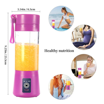 Portable Blender Cup,Electric USB Juicer Blender,Portable Juicer For Shakes and Smoothies, juice,380ml, Six Blades Great for Mixing,light purple
