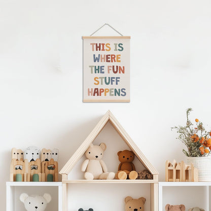 XFN Boho Wall Hanger, Nursery Decor, Playroom Essentials, Educational Posters, Wall Art, Hanging Banner, Farmhouse, Living Room, Toddler Room, Girls Boys Room Decor