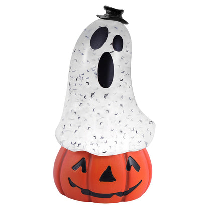 Halloween Snow Globe Lantern Spooky Glost and Pumpkin Halloween Snow Globes Musical Water Glitter Globe with 6H Timer Battery Operated or USB Powered for Spooky Home Decorations (Ghost and Pumpkin)