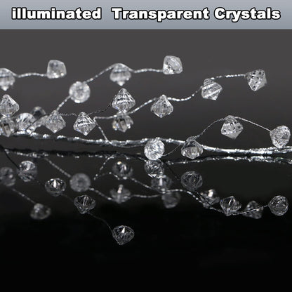 Jishi Christmas Garland 20 FT Crystal Diamond Ice Wire Clear Bead Garland for Christmas Tree Decorations Indoor Winter Wonderland Home Decor for Living Room Bedroom Fireplace Mantle Mantel, Wreath DIY