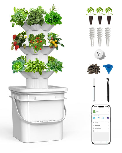 sjzxuv 18 Plants hydroponic Growing System kit, hydroponic Tower Indoor Garden, 10-Liter Large-Capacity Water Tank Circulation, soilless Planting Vegetables and Fruits (3x6P)
