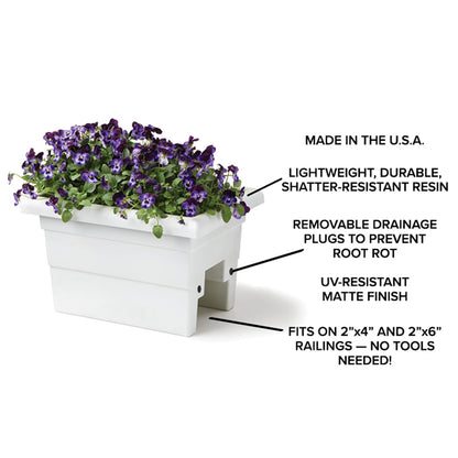 Root & Vessel Countryside Rail Planter, White, 24"