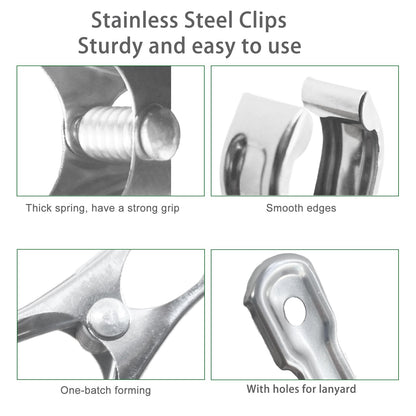 Samhopo 40 PCS Garden Clips, Greenhouse Clamps Made of Stainless Steel, Greenhouse Clips for Netting, Have a Strong Grip to Hold Down the Shade Cloth or Plant Cover on Garden Hoops