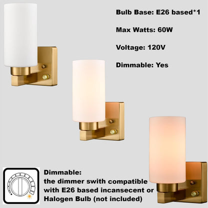 DEYNITE Modern Plug in & Hardwired Wall Sconce Brass Bathroom Vanity Light