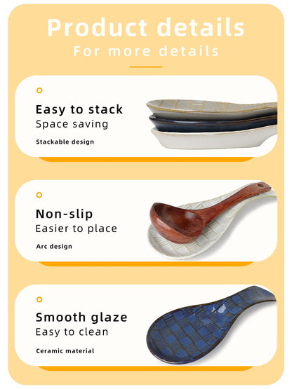 GDCZ 8.5Inch Ceramic Spoon Rest, Spoon Holder for Stove Top, Heat-Resistant Cooking Utensil Rest, Dishwasher Safe (White)