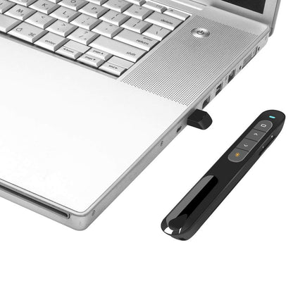 Wireless Presenter, Hyperlink Volume Control Presentation Clicker RF 2.4GHz USB PowerPoint Clicker Presentation Remote Control Pointer Slide Advancer (Black)