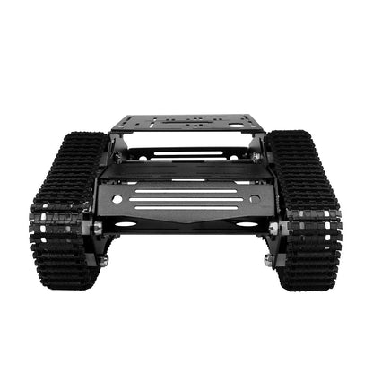 XiaoR Geek Smart Robot Car Chassis Kit Full Metal Big Tank Chassis with 2WD Motors for Arduino Raspberry Pi Jetson Python DIY Smart Car Learning Kit(Black, with DC Motor)