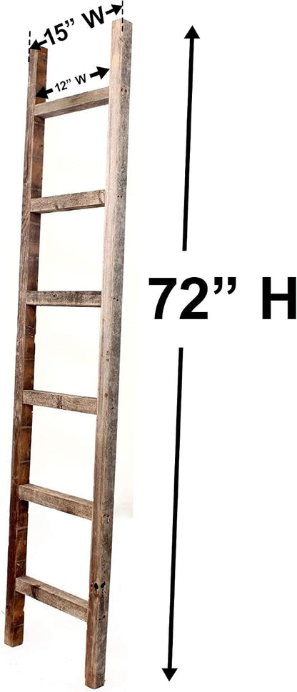 BarnwoodUSA Rustic Farmhouse Decorative Ladder - Our 6 ft Ladder can be Mounted Horizontally or Vertically and is Crafted from Upcycled Wood | No Assembly Required | White