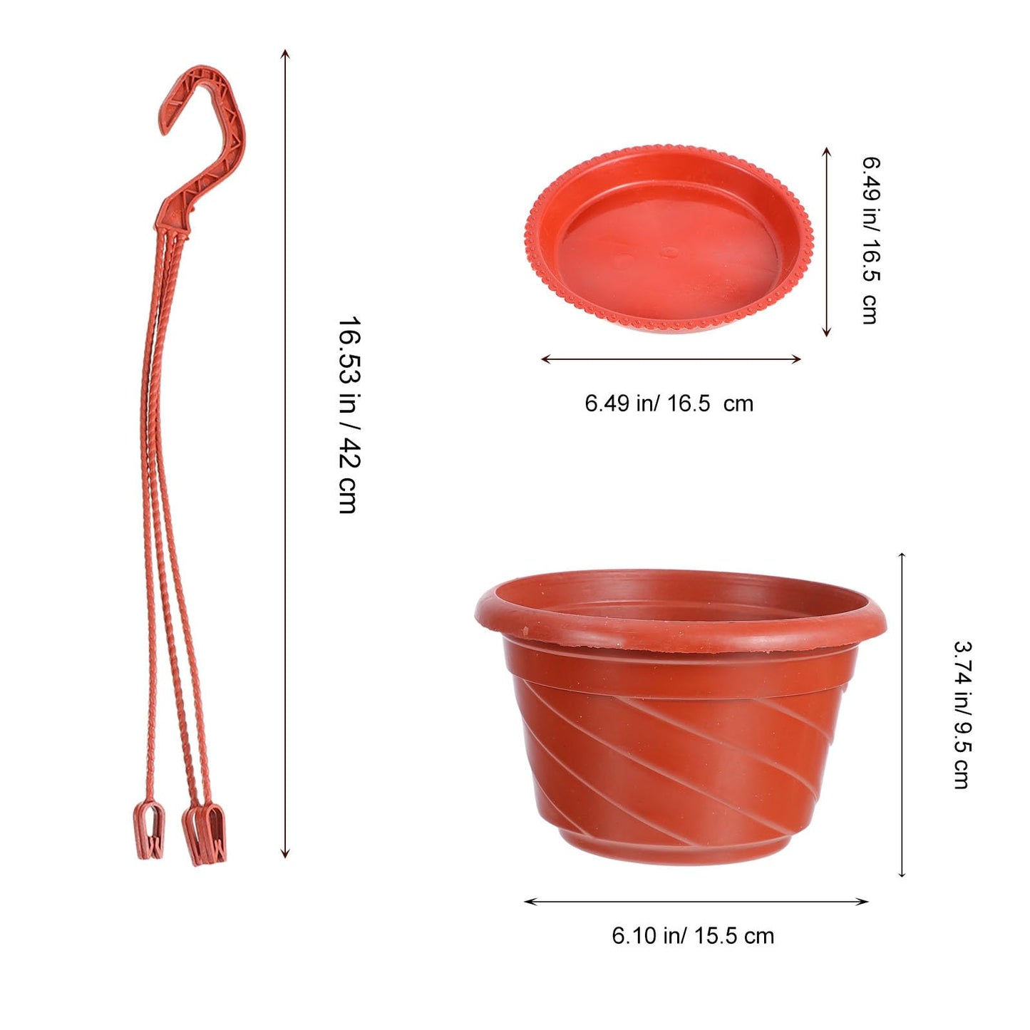 Yardwe 10Pcs Plastic Hanging Planters with Hooks Garden Planters for Indoor Outdoor Balcony Decor Durable Plastic Hanging Flower Pots with Drainage Holes