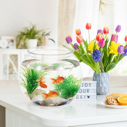 POPETPOP Plastic Aquarium Betta Fish Tank 1 Gallon Clear Goldfish Bowl Unbreakable Round Fish Vases Bowl for Home décor Wedding Event Party Goldfish Lovers