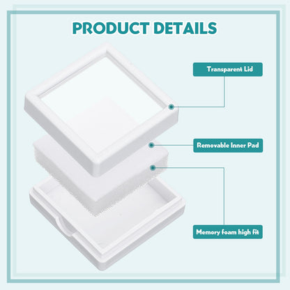 Kigley 30 Pcs Gemstone Display Box Jewelry Box Container with Clear Top Lids Bulk 1.57'' x 0.6'' for Gems Diamond Coins Gift Packing Ring Home Shop (White)
