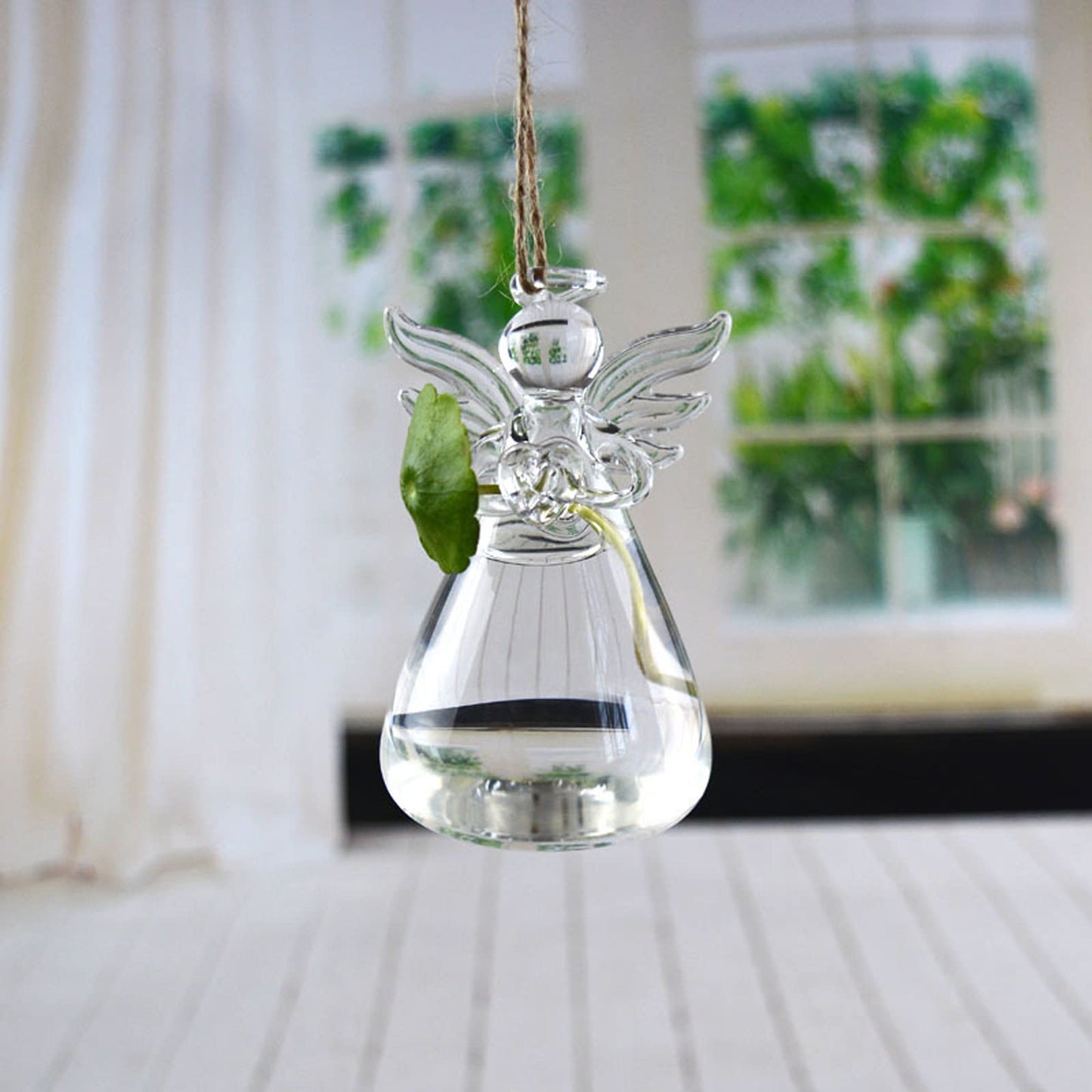 GENEDEY Angel Design Glass Vases Clear Flower Plant Terrarium Container Hanging Vase Wedding Decor Garden Ornaments Hanging Planter (Pack of 10)