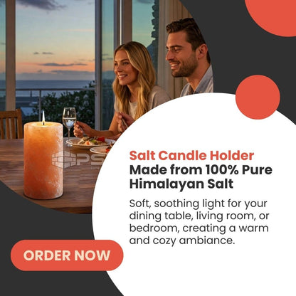 Himalayan Salt Candle Holder 6-Inch, Natural Crystal Glow for Home & Relaxation