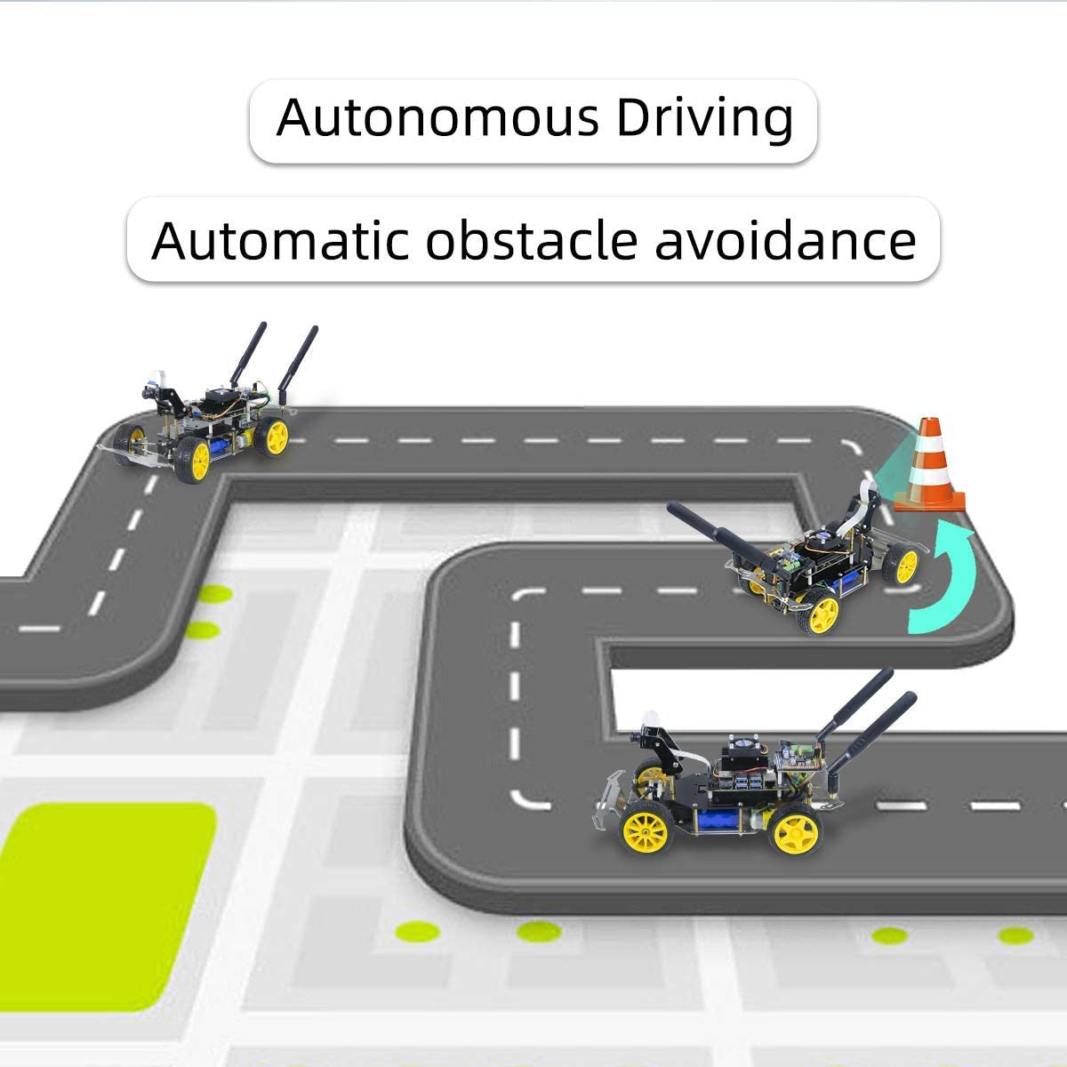 AI Racing Robot Kit Donkey Car Starter Kit Powered by Jetson Nano Deep Learning Self Driving Platform for Small Scale Cars Jetson Nano AI Smart Robot Car(Upgraded Version)