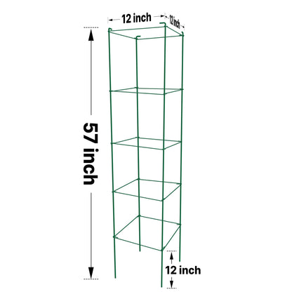 Thealyn Tomato Cages 6 Packs 57 Inches (H) Plant Stand with 164 Feet Twist Ties, Heavy Duty Garden Plants Support for Tomatoes, Cucumber, and Other Climbing Plants (Green)