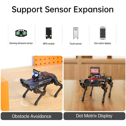 PuppyPi ROS2 Robot Dog with ChatGPT Large AI Models AI Embodied Intelligence Robotic Dog Vision Scene Voice Command Understanding Bionic Quadruped ROS Education Robot, Advance & RaspberryPi5 8GB