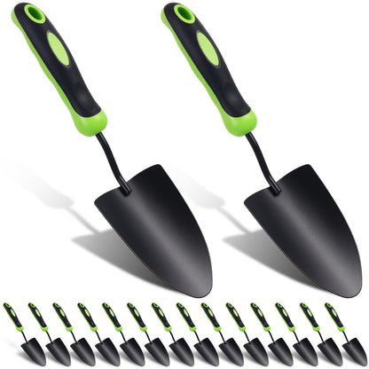 Yaocom 30 Pcs Garden Shovel Aluminum Alloy Heavy Duty Trowel Small Digging Shovels Metal Hand Trowel Spade with Soft Handle for Garden Lawn Yard Planting Tool (Shovel with Ruler,Green)