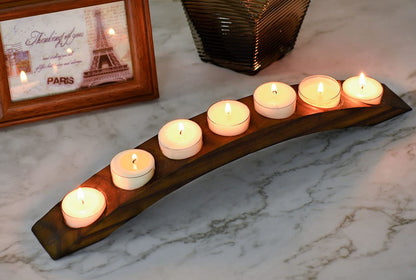 Wood Bridge Candle Stand, Tea Light Arch Holder, 7 in 1 Tea Candle Holder Dining Table Centerpiece - 2 PCS Rustic Wooden Color