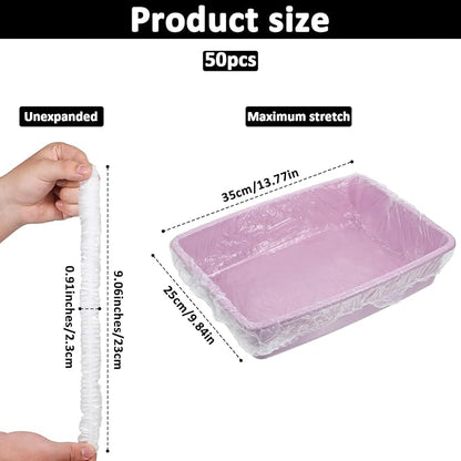 Qianyu 50 PCS Small Animal Cage Liners Disposable Rabbit Bedding & Litter Box Liners Toilet Plastic Film Pan Bags for Bunny Cat Guinea Pig Bird Hamster Chinchilla