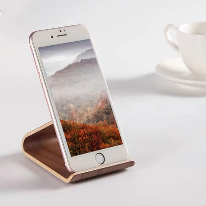 SixWeKit Wooden Cell Phone Stand, Universal Mobile Phone Holder Stand Non Slip Stable Desktop Phone Stand for iPhone, iPhone13,Samsung Galaxy Smartphones, iPad, Tablets Facetime Holder for Desk