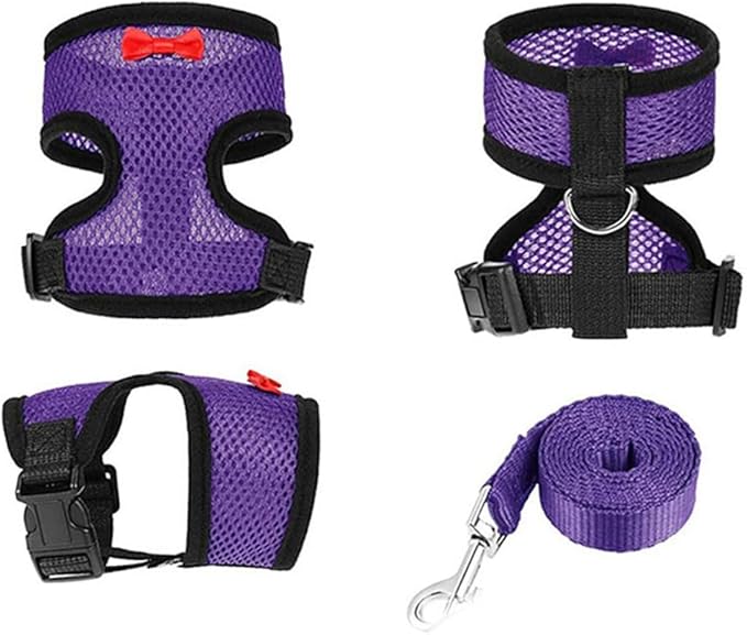 Chicken Harness and Leash Set Adjustable Mesh Breathable Duck Training Harness Pets Leashs for Goose Hen Rooster Parrots Dog Kitten, Black S