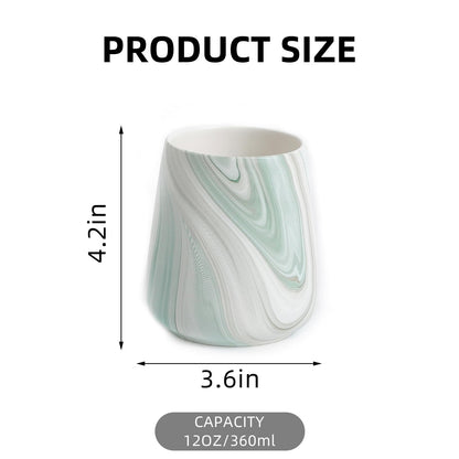 Marble Green Toothbrush Holder for Bathroom - Ceramic Tooth Brushing Holders, Toothbrush Cup, Toothpaste Organizer for Bathroom Countertop, Makeup Brush Holder, Pen Holder for Home Desktop Storage