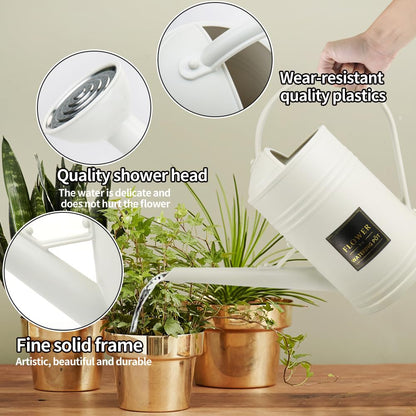 0.5 Gallon Small Watering Can for Outdoor Indoor Plants for House Plants, 12 oz Glass Plant Mister Spray Bottle for Bonsai Garden Flowers (White)