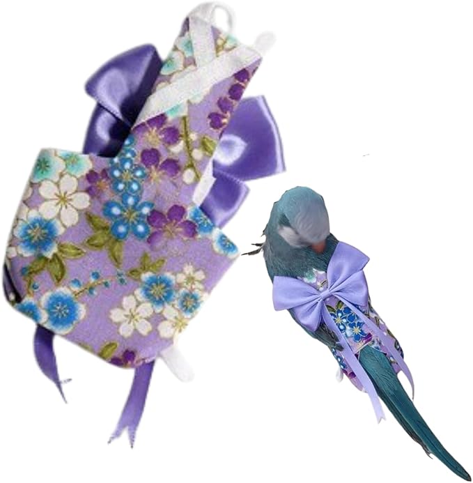 Bird Diaper Parrot Washable Diapers, Parrot Flight Suit, Reusable Nappies for Parakeet Cockatiel Mini Macaw Budgie Conure Lovebird (Purple,L)