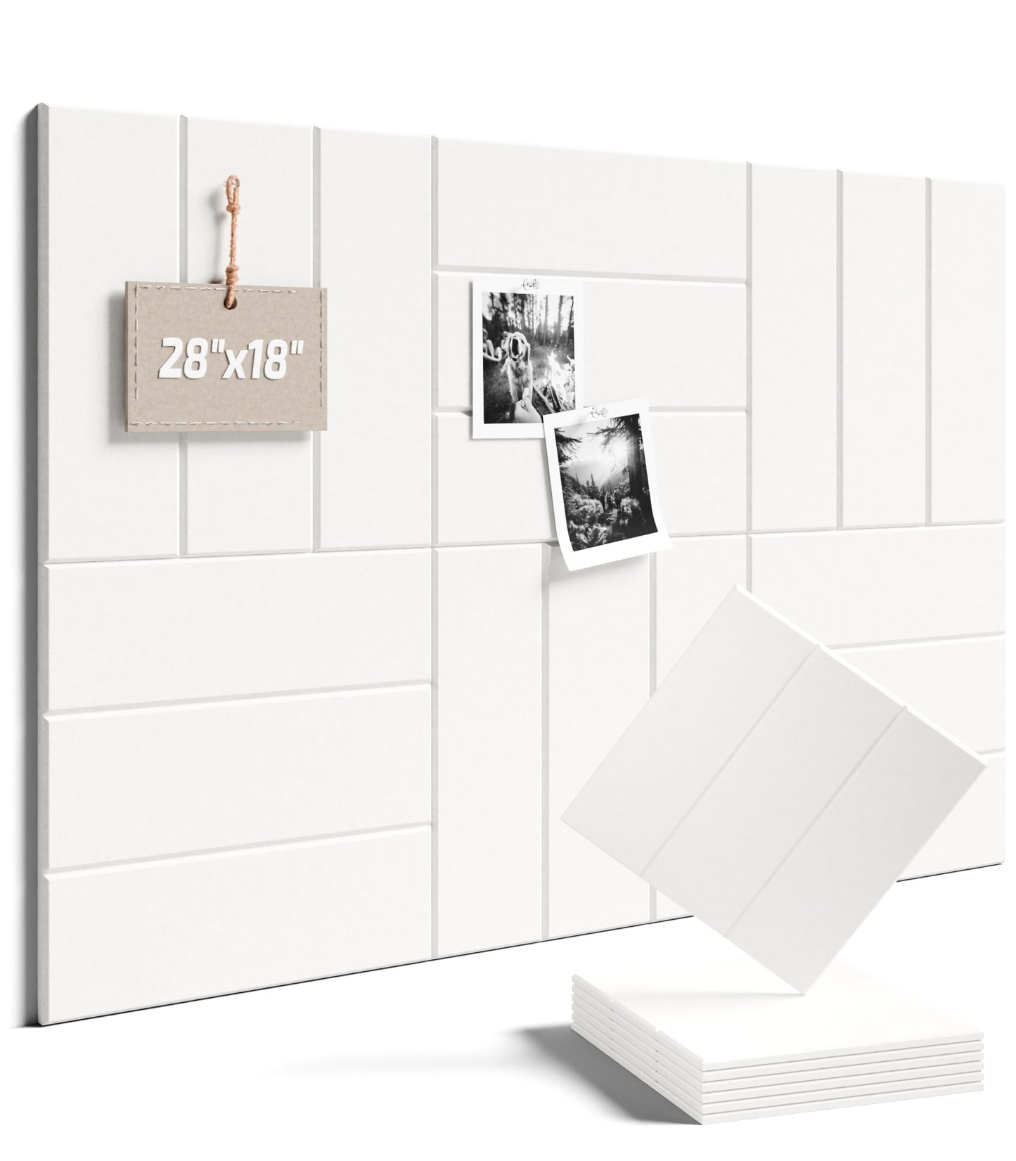 Felt Bulletin Board Tiles -28"x18" with 40 Adhesive Tabs, Cork Board Alternative for Office Decor, Push Pin Board Wall Organizer 6-Pack(Milky White)