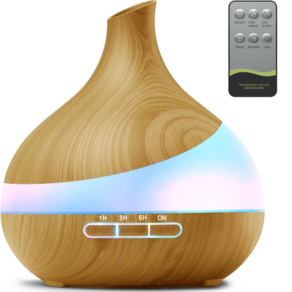 HJTHJT 500ML Essential Oil Diffuser: Aroma Diffuser with Remote Control for Hotel Spa Yoga Room - Humidifiers for Bedroom with 14 Colors LED Night Light for Kids/Women Home Relaxation