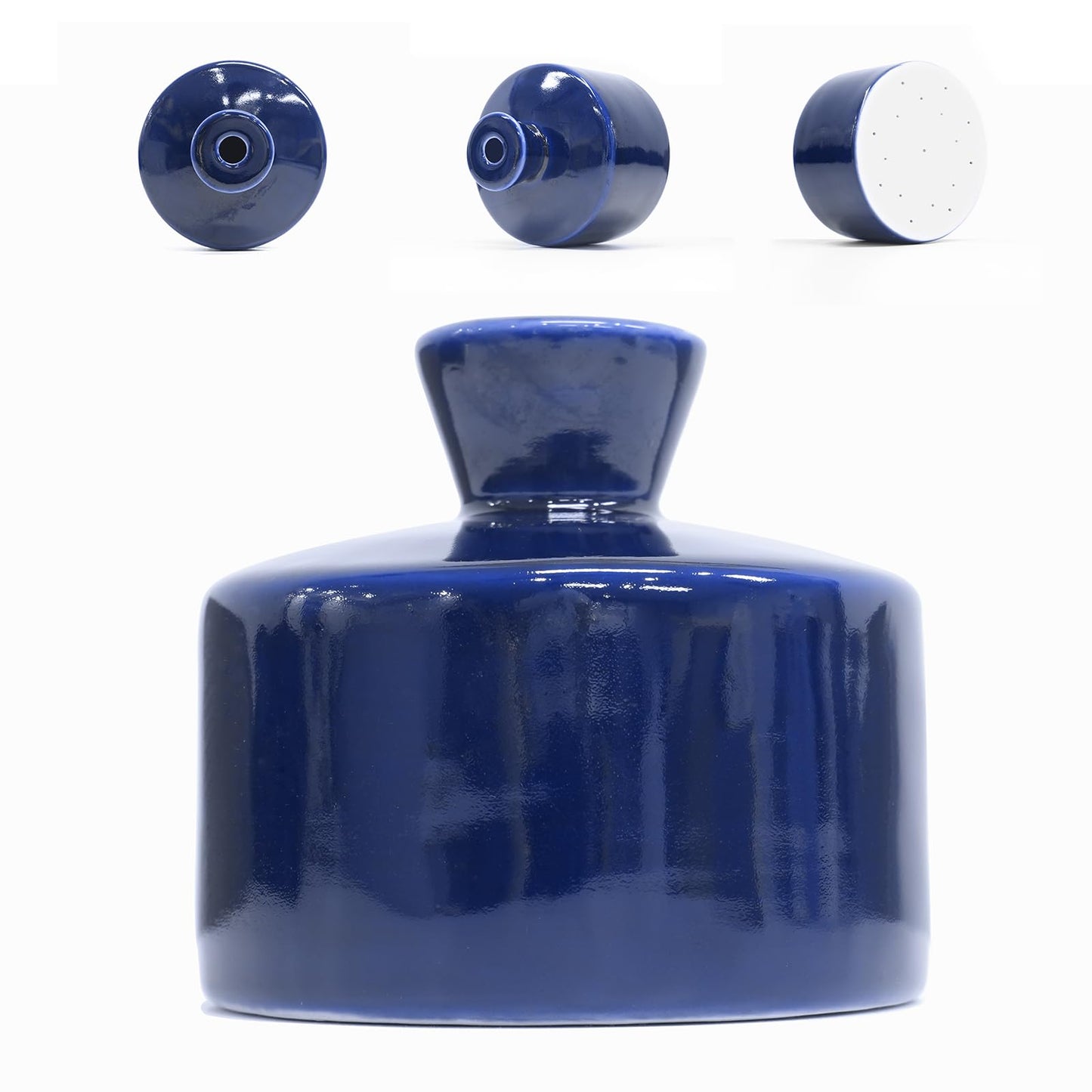 Manykettle Watering Bell Thumb Pot Thumb Watering Cans Ornamental Plant Thumb Watering Hand-Painted Ceramic vase Ceramic Watering Bell Decor Indoor Outdoor House Warming Gifts(Deep Blue 19 fl oz)