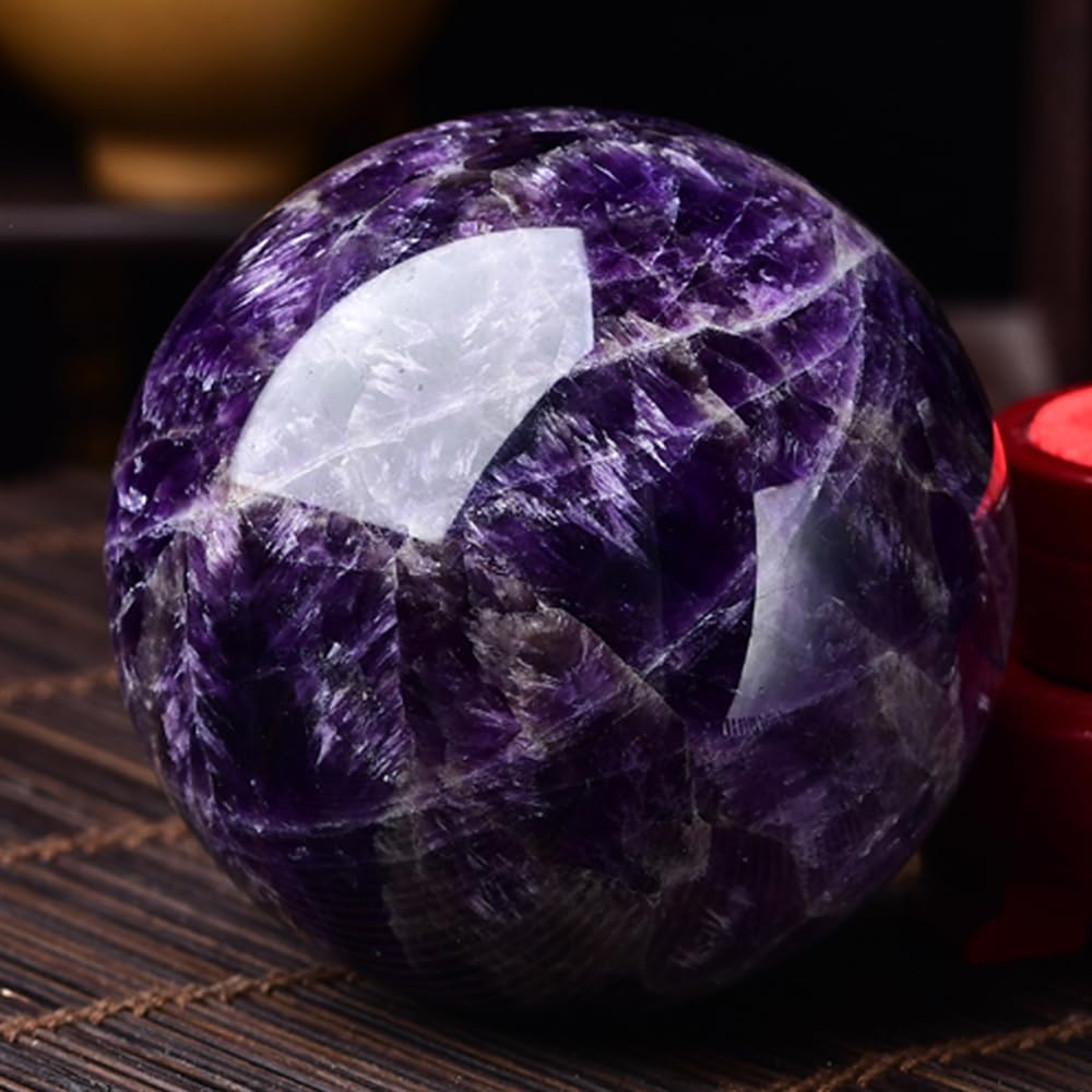 1.97-2.36inch/5-6cm Natural Amethyst Crystal Ball, Hand Polished Purple Quartz Sphere, Reiki Healing Decorative Sphere, Chakra Energy Stone Crafts, Feng Shui Home Desktop Ornament, Crystal Collectible