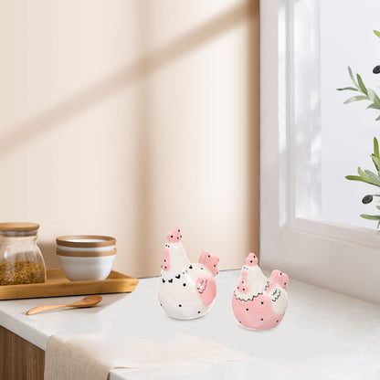 Luxshiny 2pcs Ceramic and Pepper Shaker Set Salt Box Easter Chicken Canister Set Hen Shape Sugar Bowl Seasoning Bottle Dining Table Accessory for Easter Party